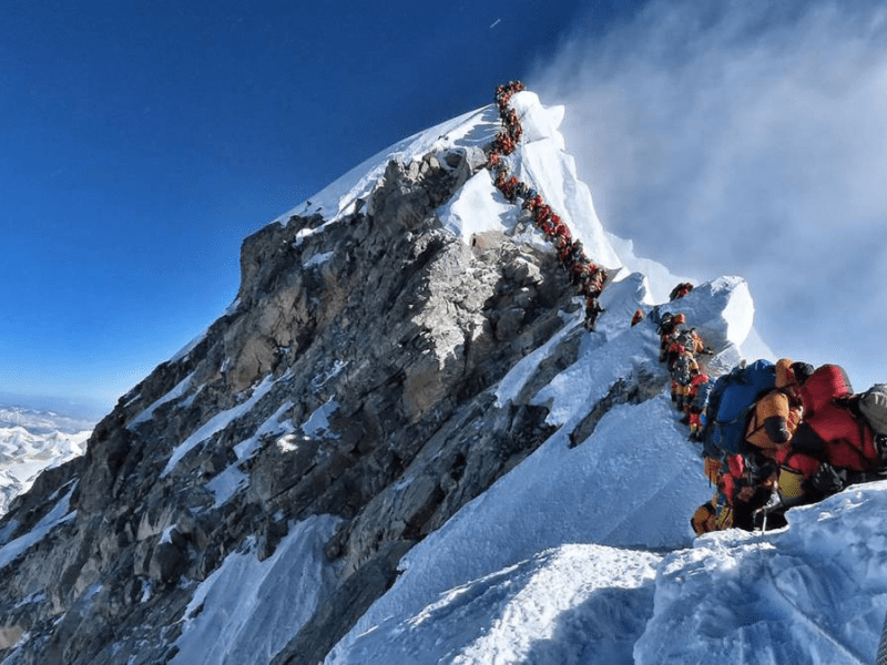 O congestionamento no&nbsp;Everest
