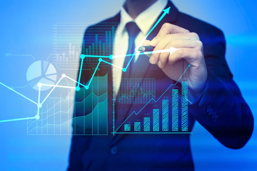 Closeup image of businessman drawing graph,business strategy as