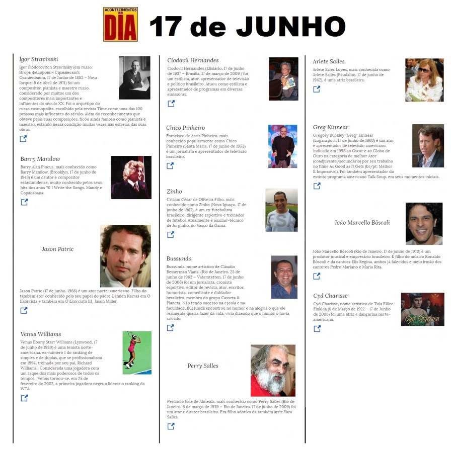 17 de junho - Acontecimentos do Dia