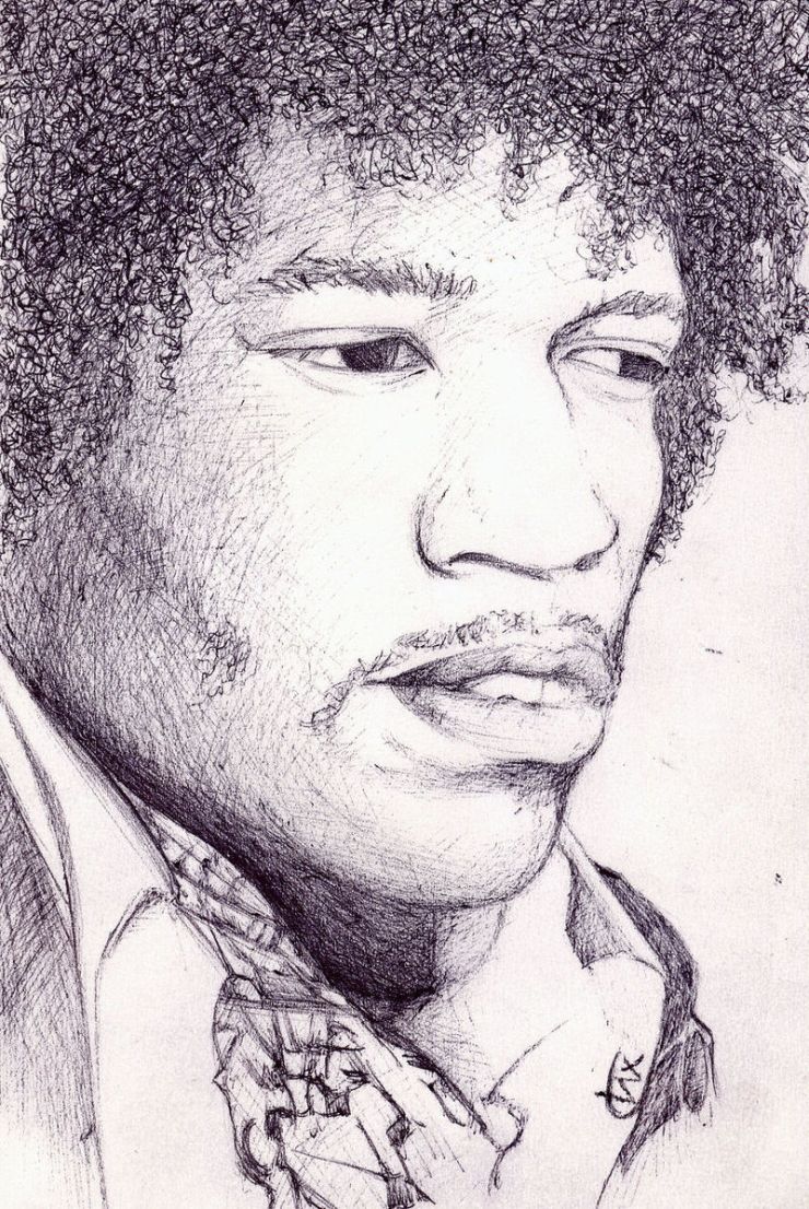 Desenho retratando Jimi Hendrix