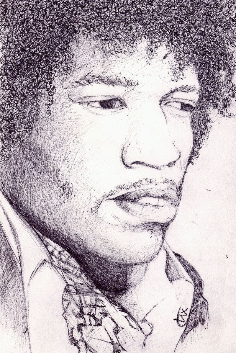 Desenho retratando Jimi Hendrix