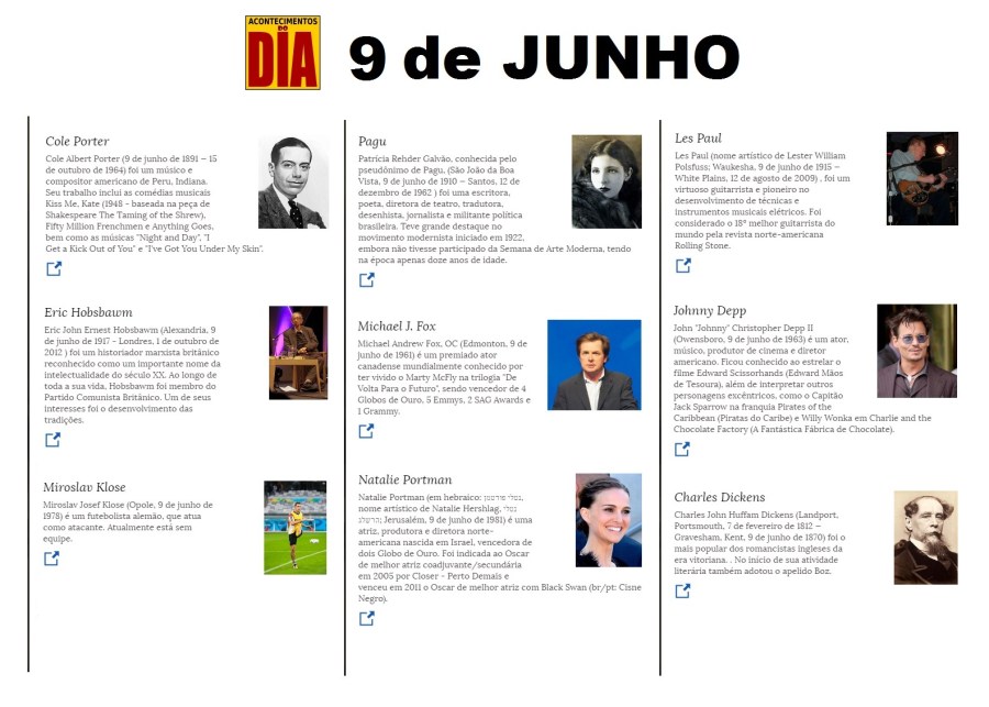 9 de junho - Acontecimentos do Dia