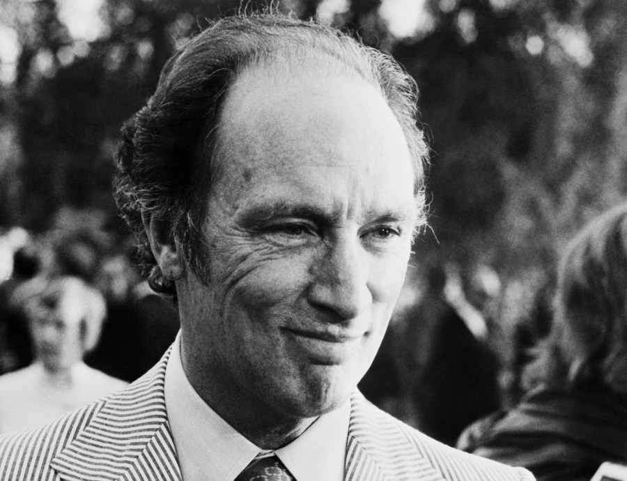 FRANCE:An unsituated portrait of Canadian Prime Minister, Pierre Elliott Trudeau, taken 13 August 1975. (Photo credit should read AFP/Getty Images)