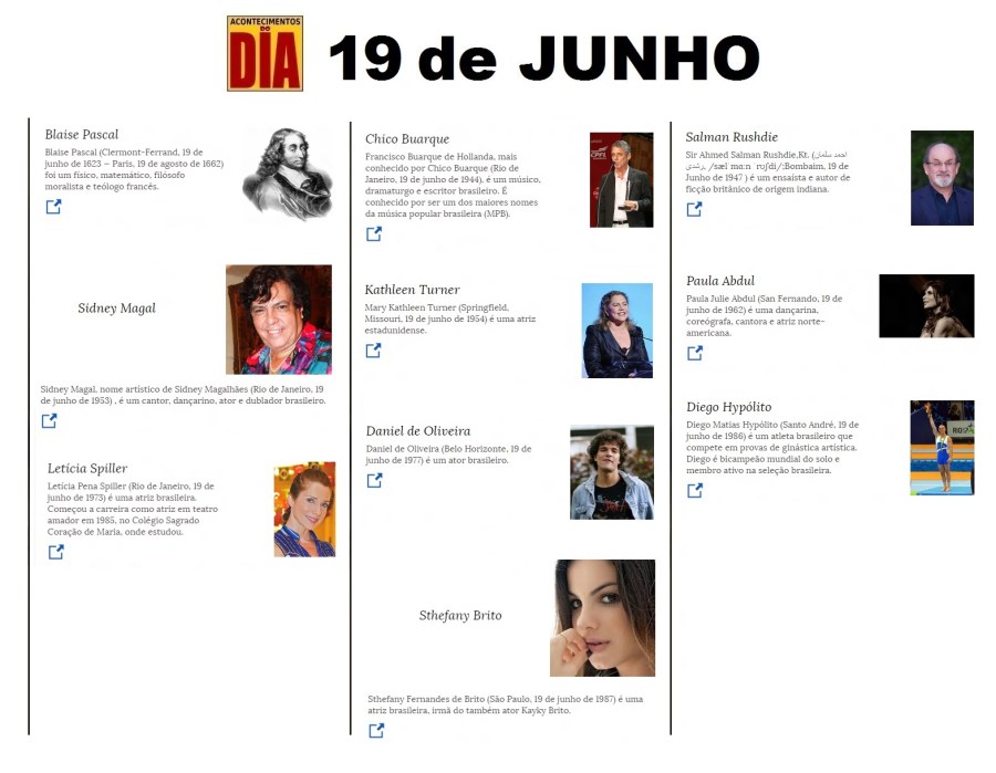 19 de junho - Acontecimentos do Dia