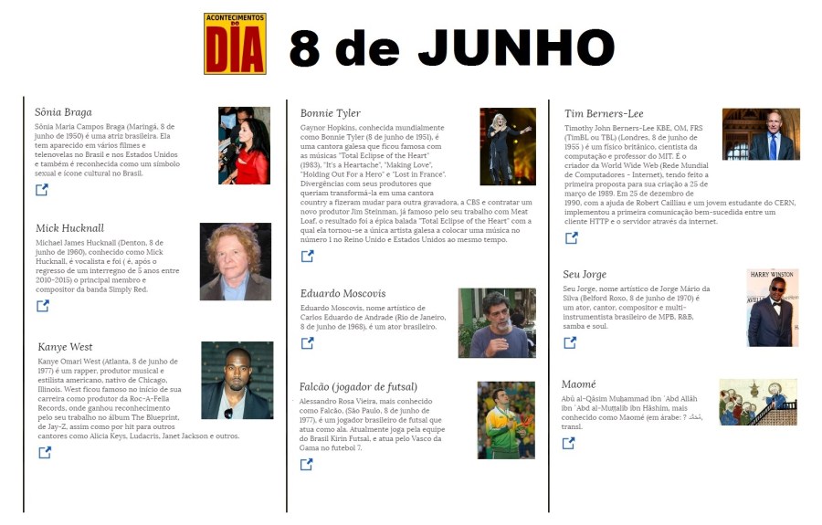 8 de junho - Acontecimentos do Dia