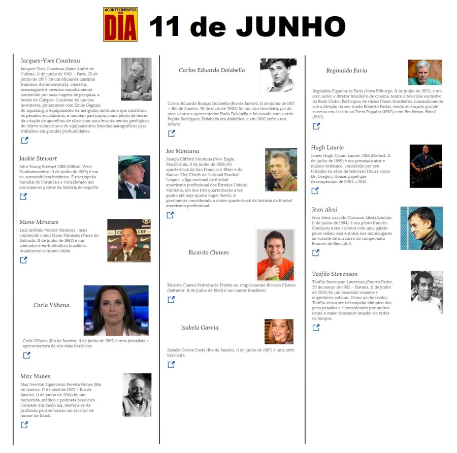 11 de junho - Acontecimentos do Dia