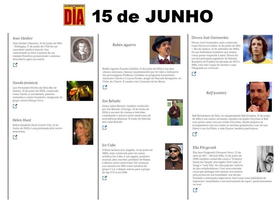 15 de junho - Acontecimentos do Dia